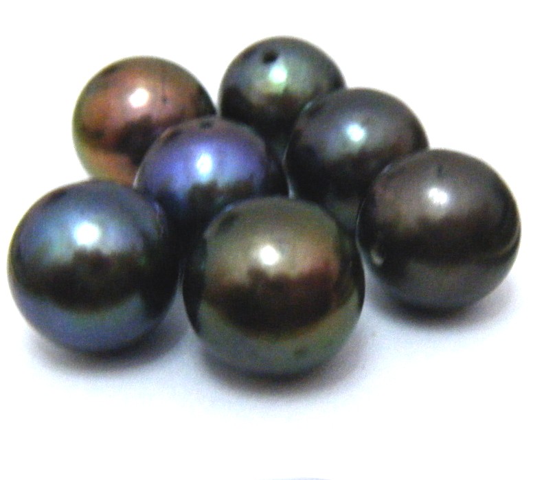 Black 9-10mm Half Drilled Round Single Pearl